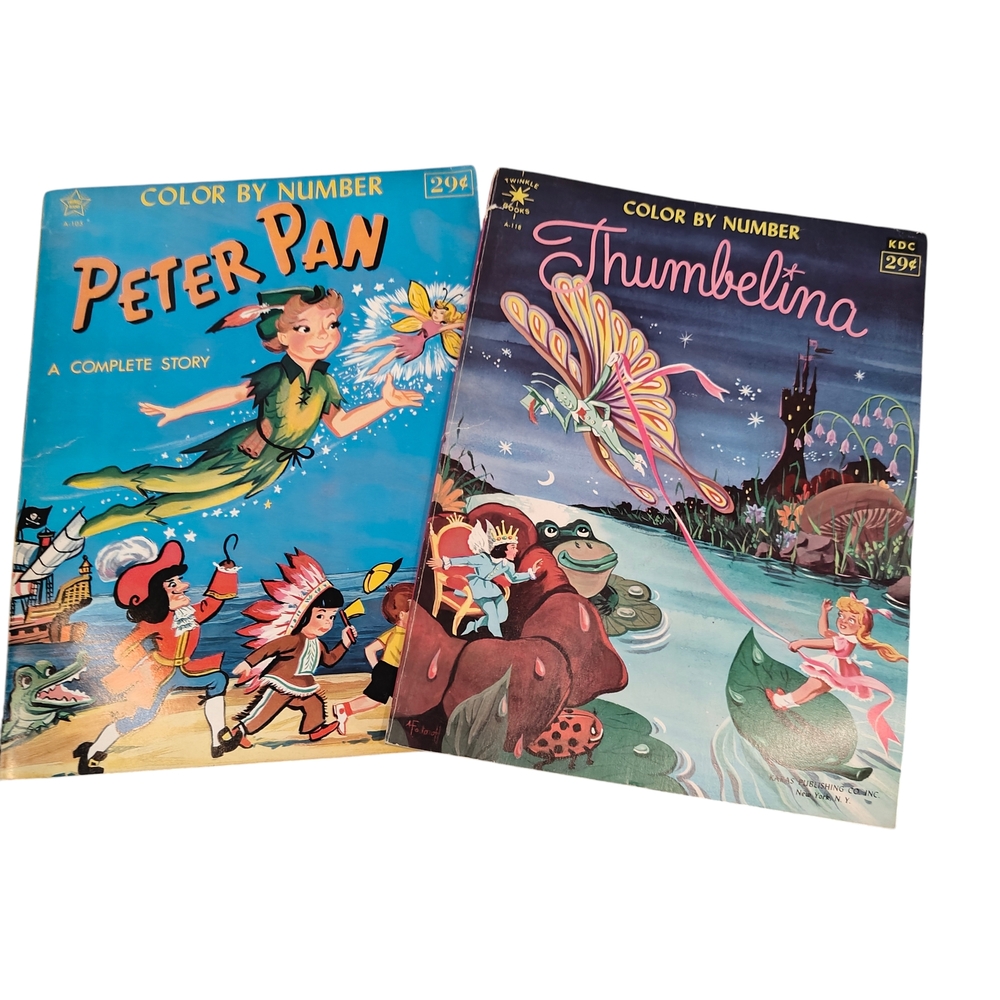 Vintage Color by Number Peter Pan and Thumbelina Books